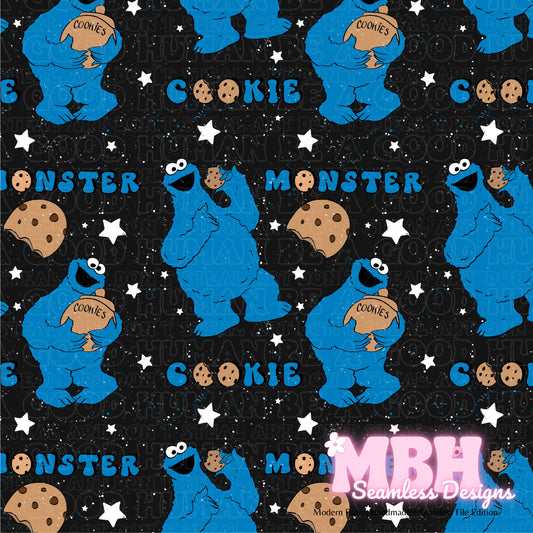 Cookie Monster ASSORTED COLORWAYS Seamless Pattern