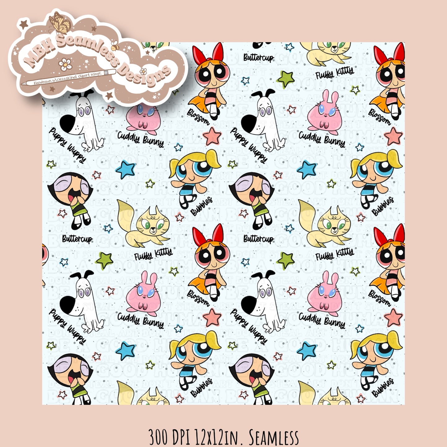 PPG Fluffy Bunch Seamless Pattern MULTIPLE COLORWAYS