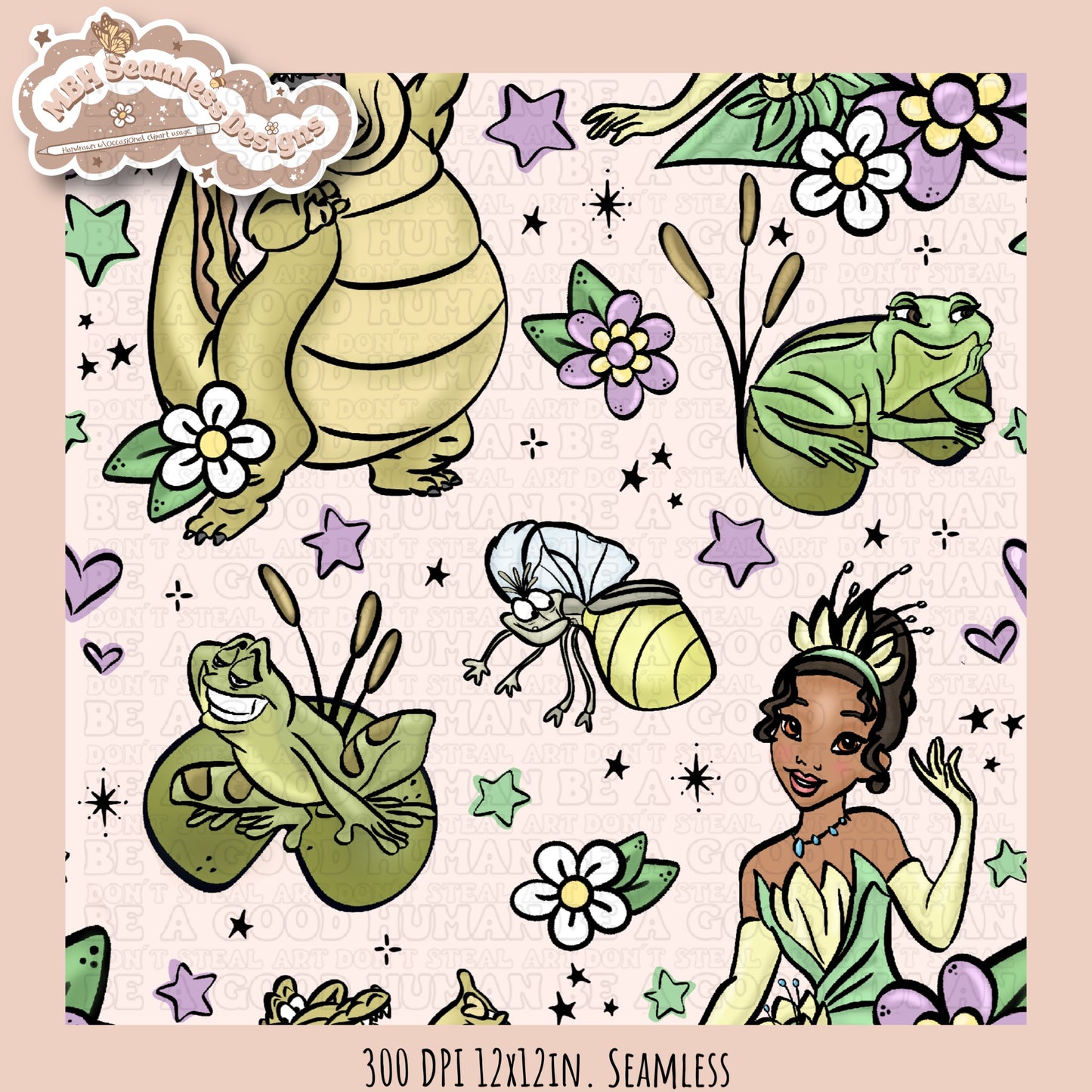 Tiana & Friends Seamless Pattern & PNG