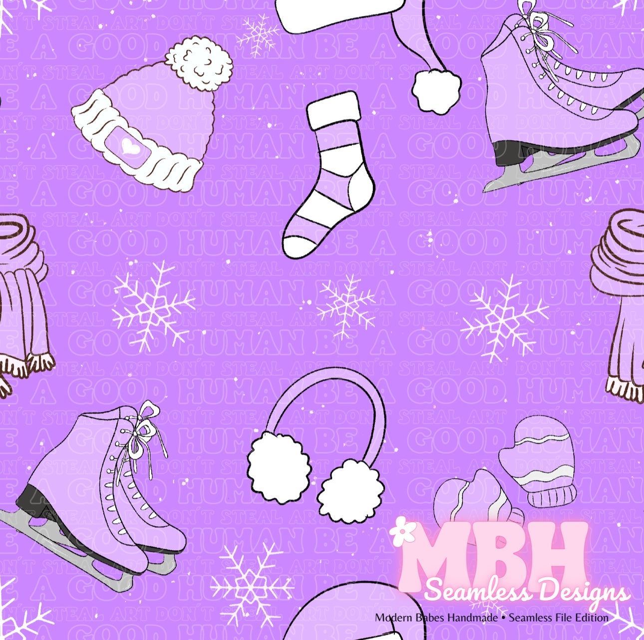 Ice Skating Seamless Pattern