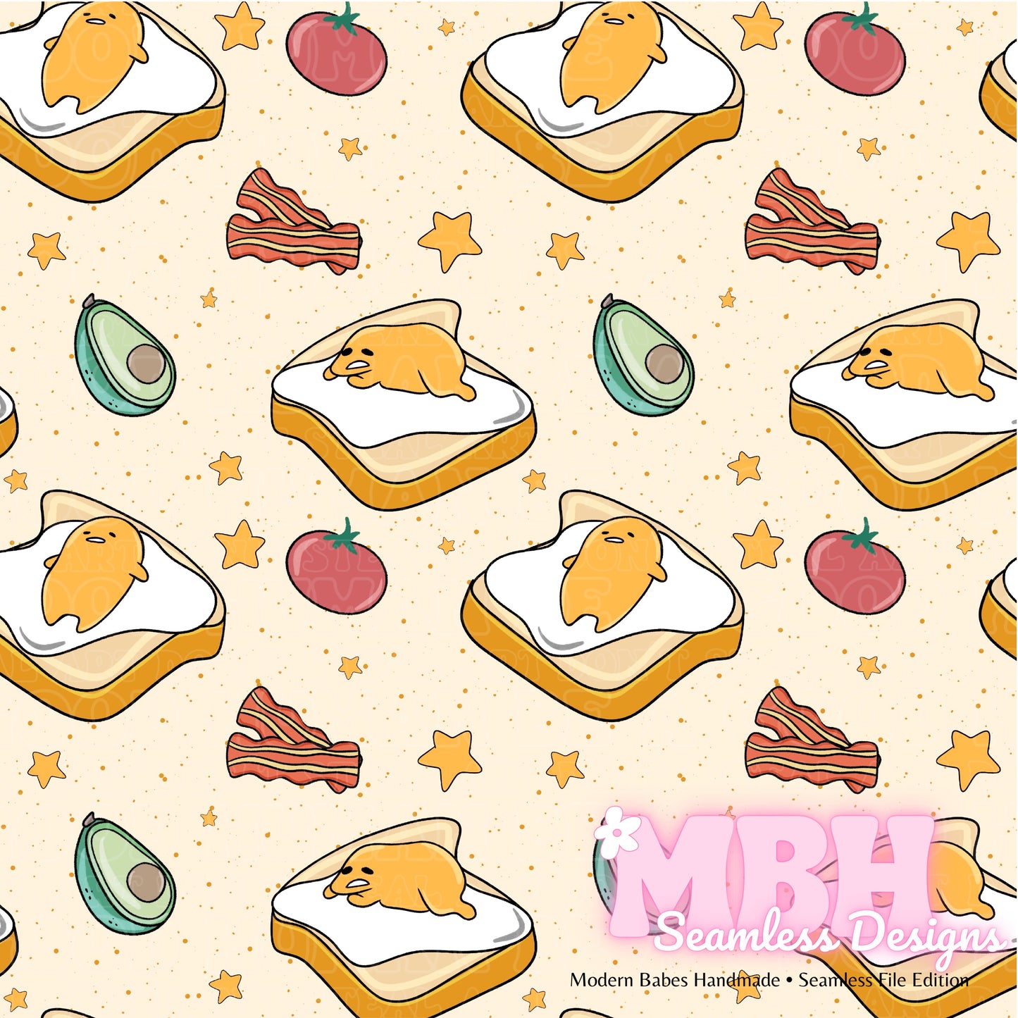 Gudetama Toast Seamless Pattern MULTIPLE COLORWAYS