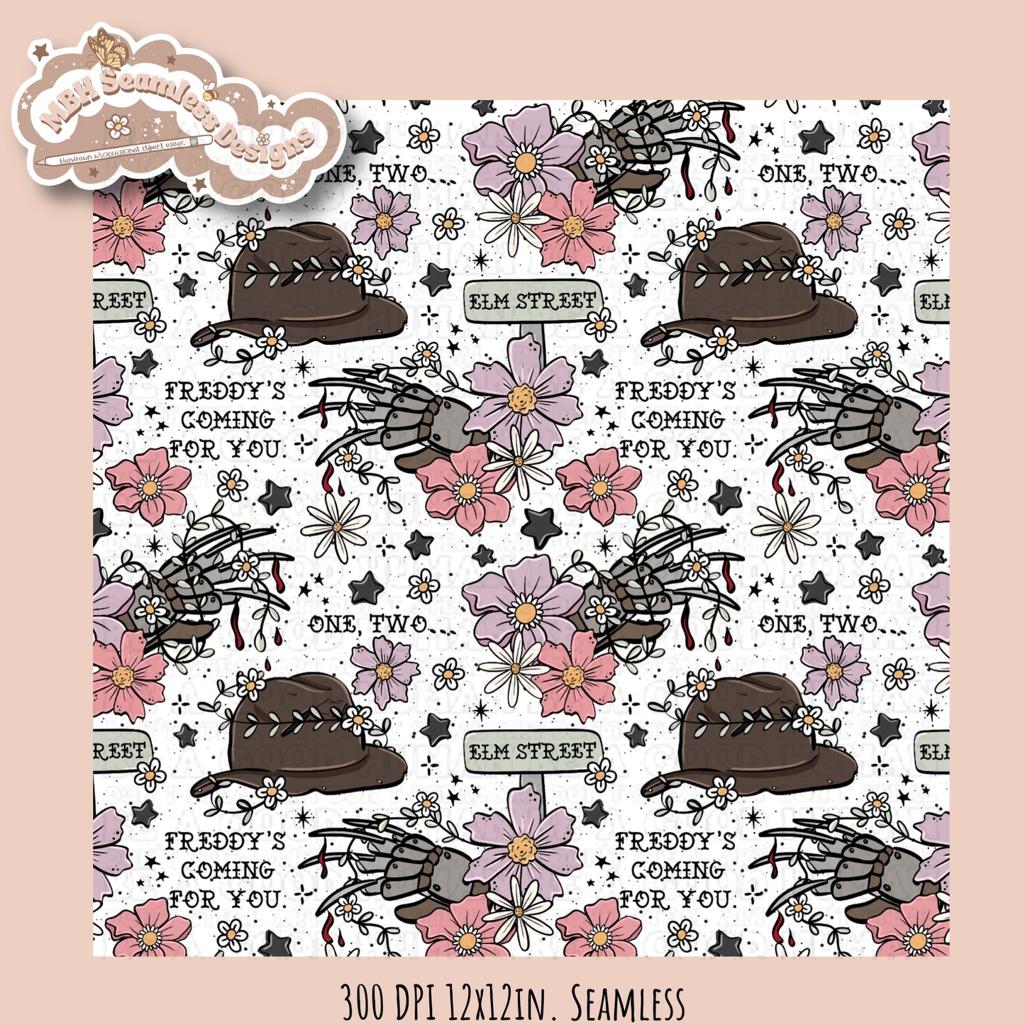 Freddy X Tattoo Floral Seamless Pattern Multiple Colorways