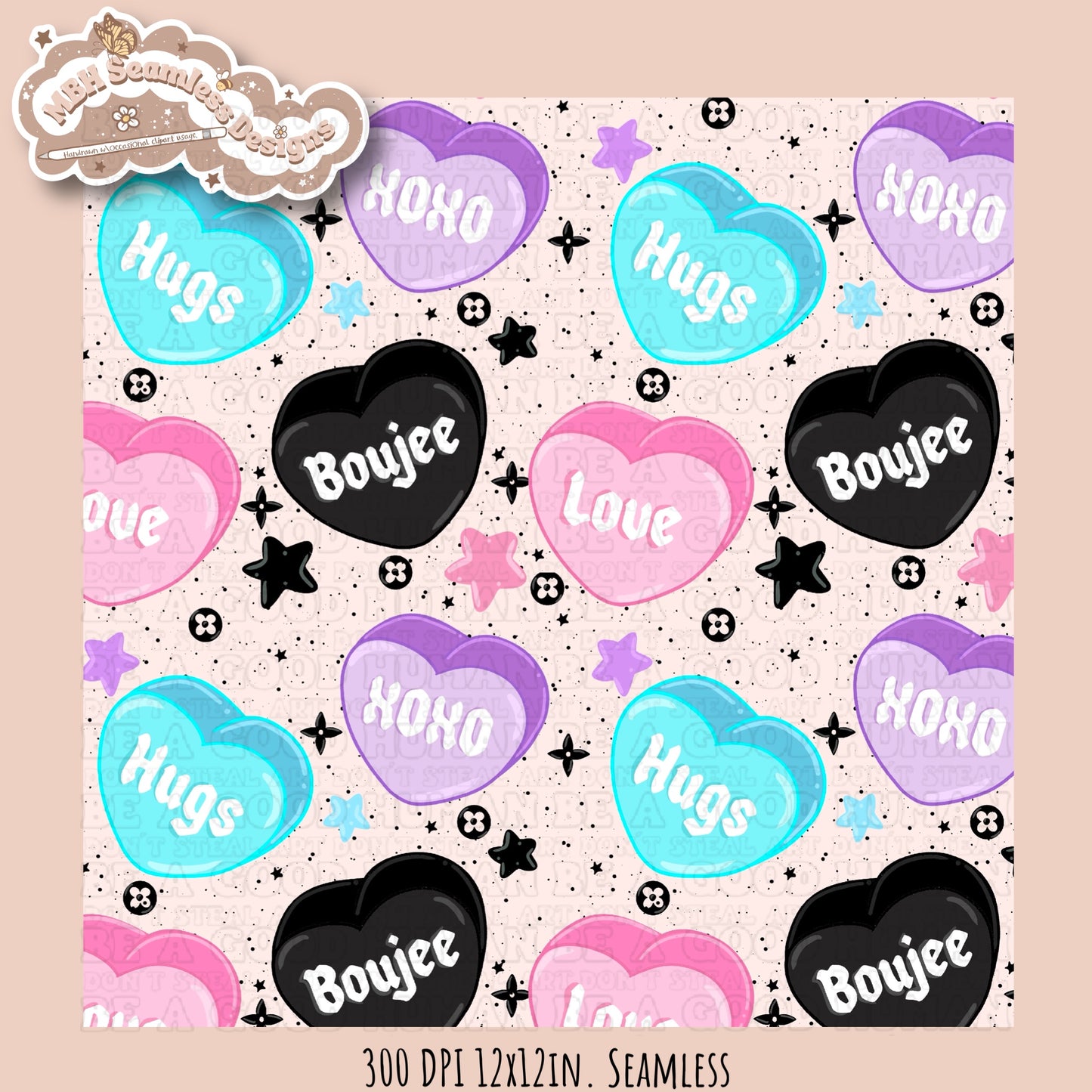 Boujee Convo Hearts Seamless Pattern MULTIPLE COLORWAY OPTIONS