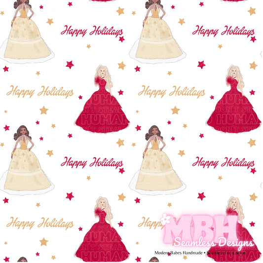 Happy Holidays Barbie Assorted Colorways Seamless Pattern