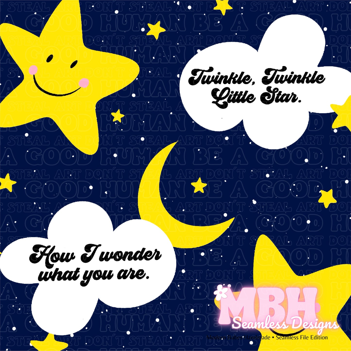 Plain Twinkle Twinkle Little Star Seamless Pattern