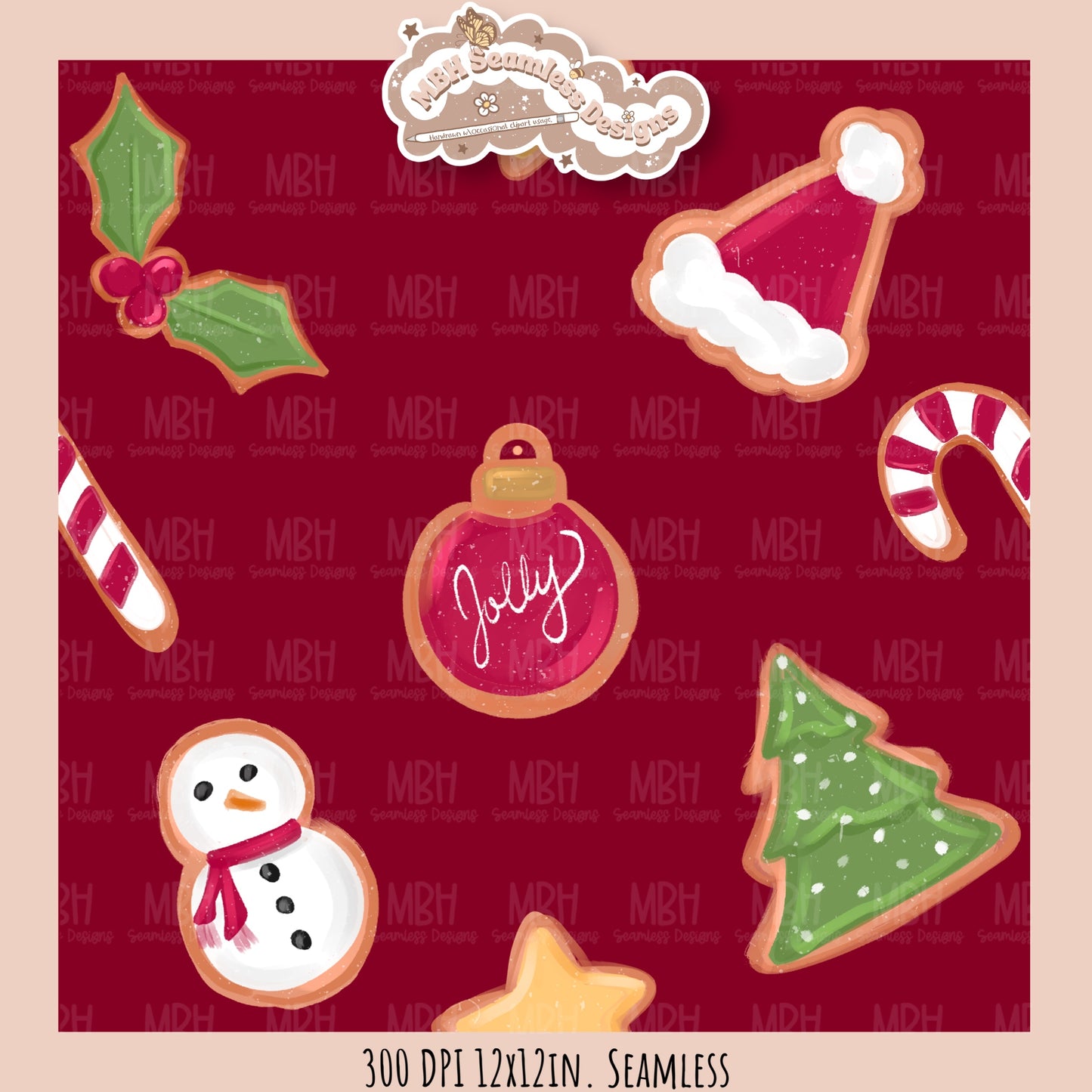 Christmas Cookies Seamless Pattern // Assorted Colorway Options