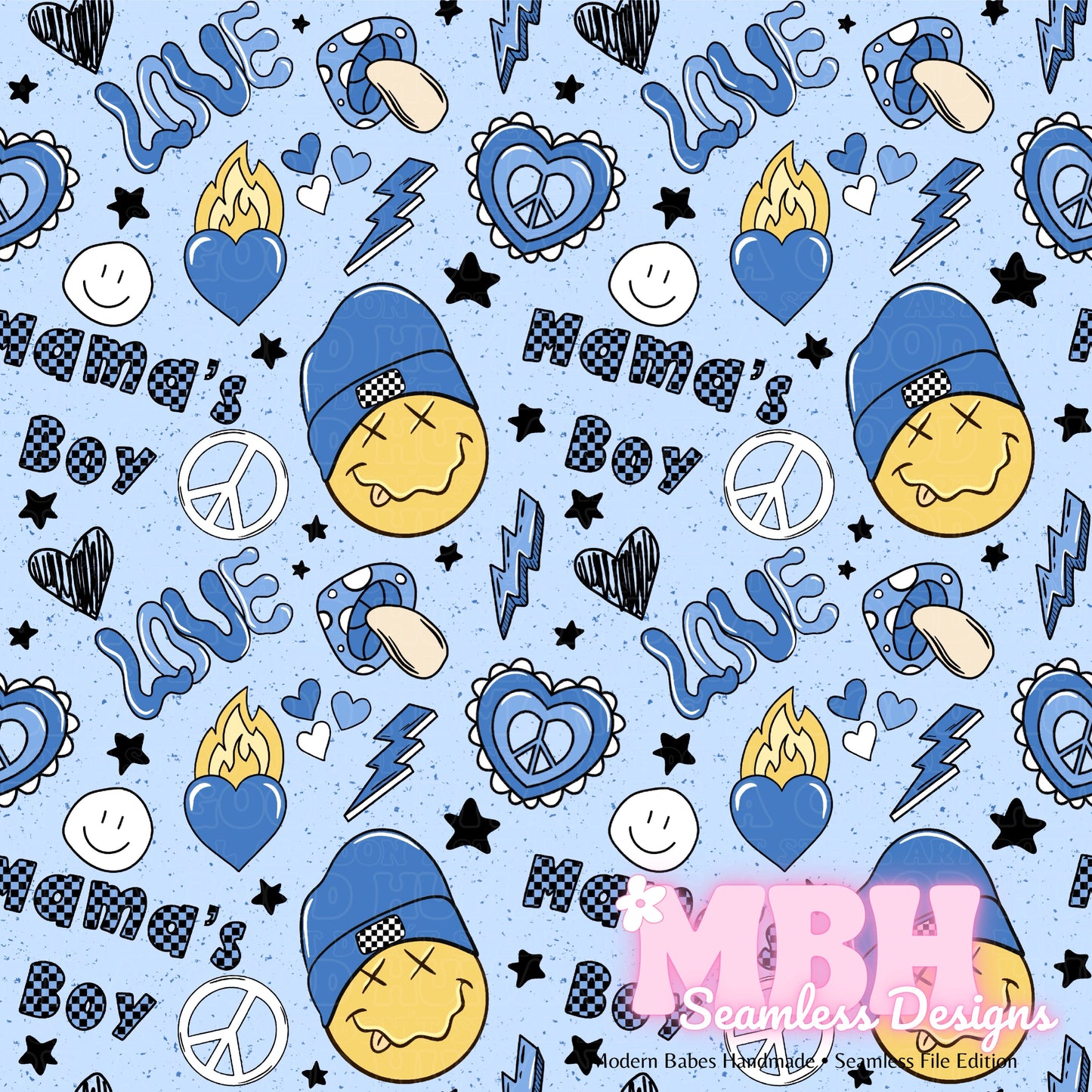 Groovy Mamas Boys Seamless Pattern MULTIPLE COLORWAYS