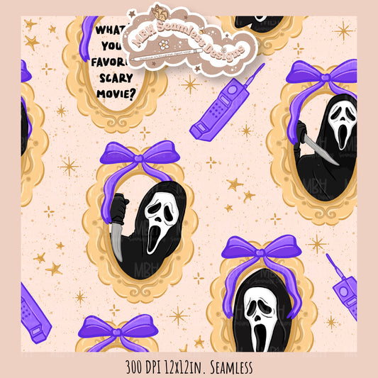 Ghostface Coquette Frames Seamless Pattern • PNG • Assorted Colorway Options
