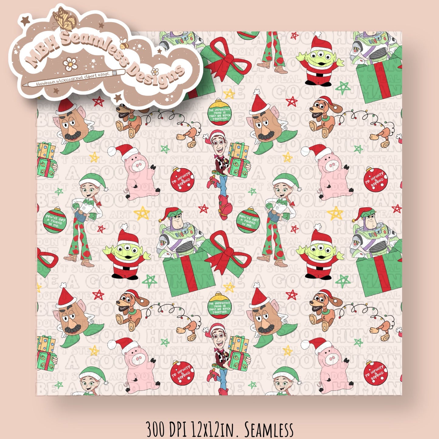 Holiday Toy Story Seamless Pattern