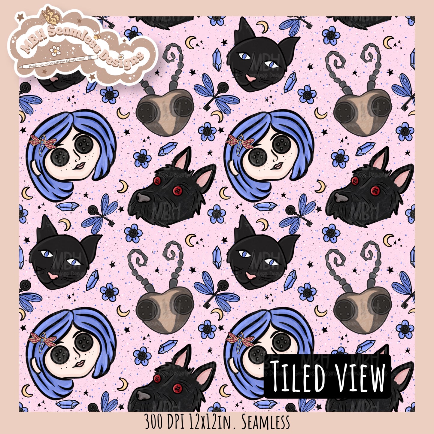 Button Eyes Seamless Pattern // PNG // Multiple Colorway Options