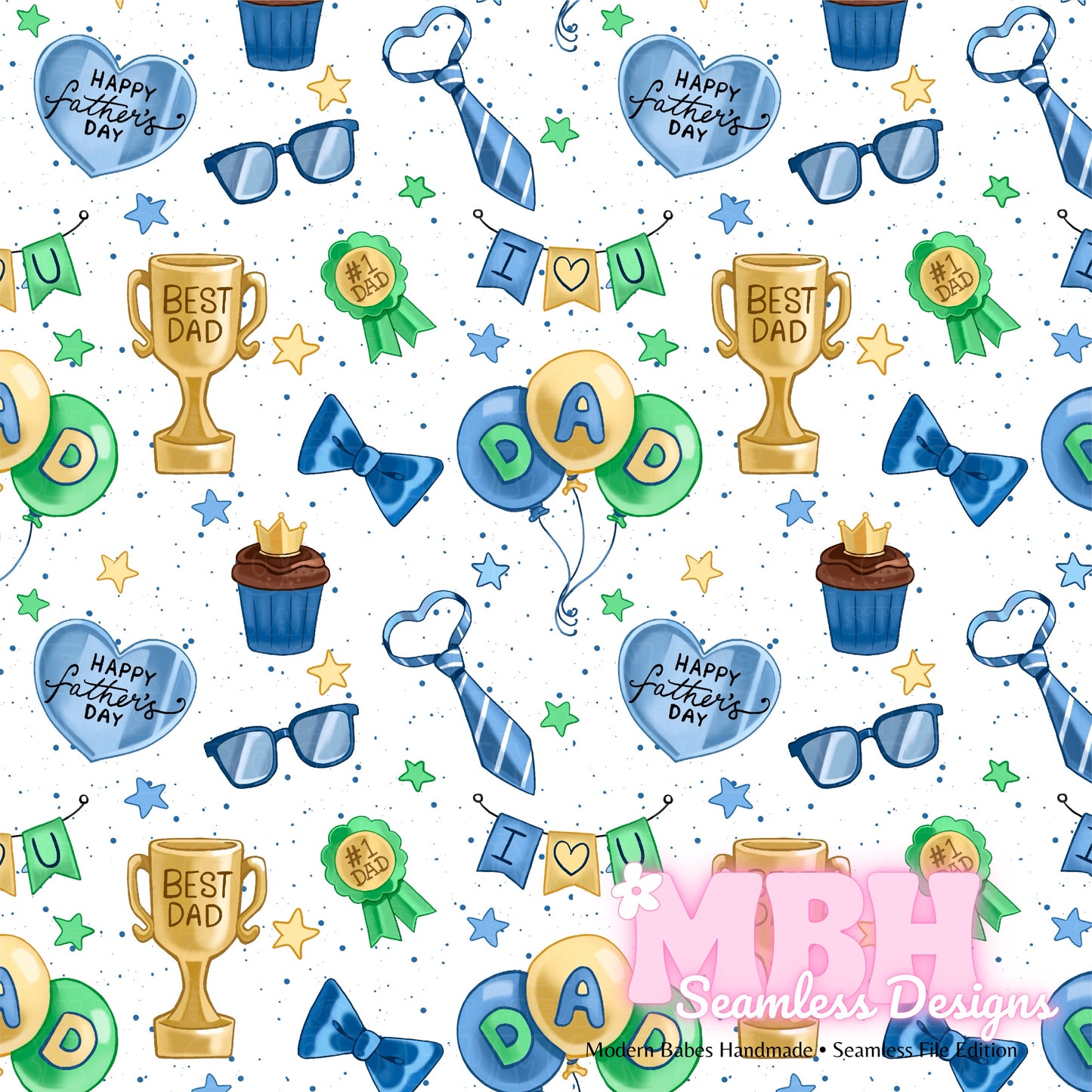 Father’s Day Seamless Pattern MULTIPLE COLORWAYS