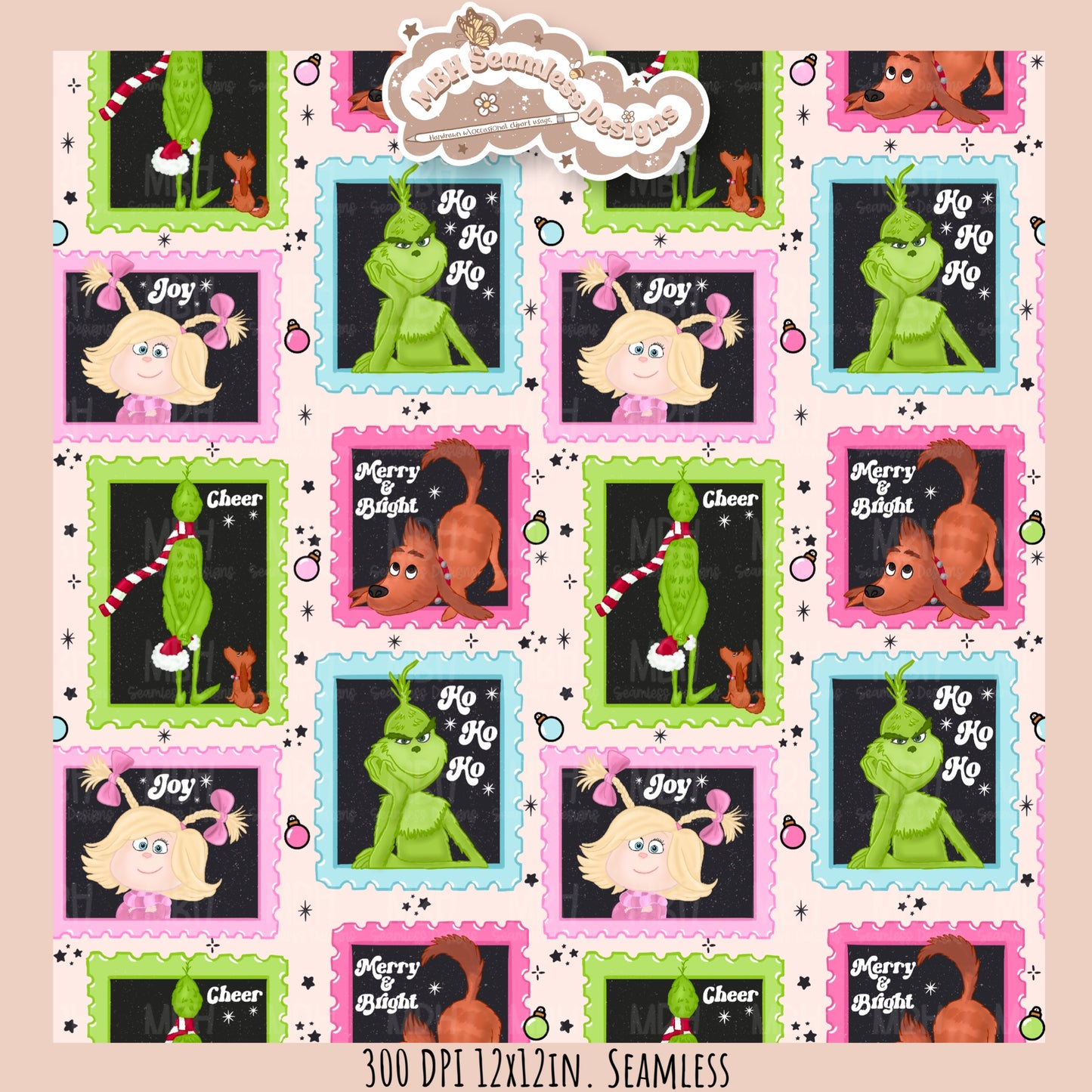 Grumpy Guy ‘18 Stamps Seamless Pattern // PNG // Assorted Colorway Options