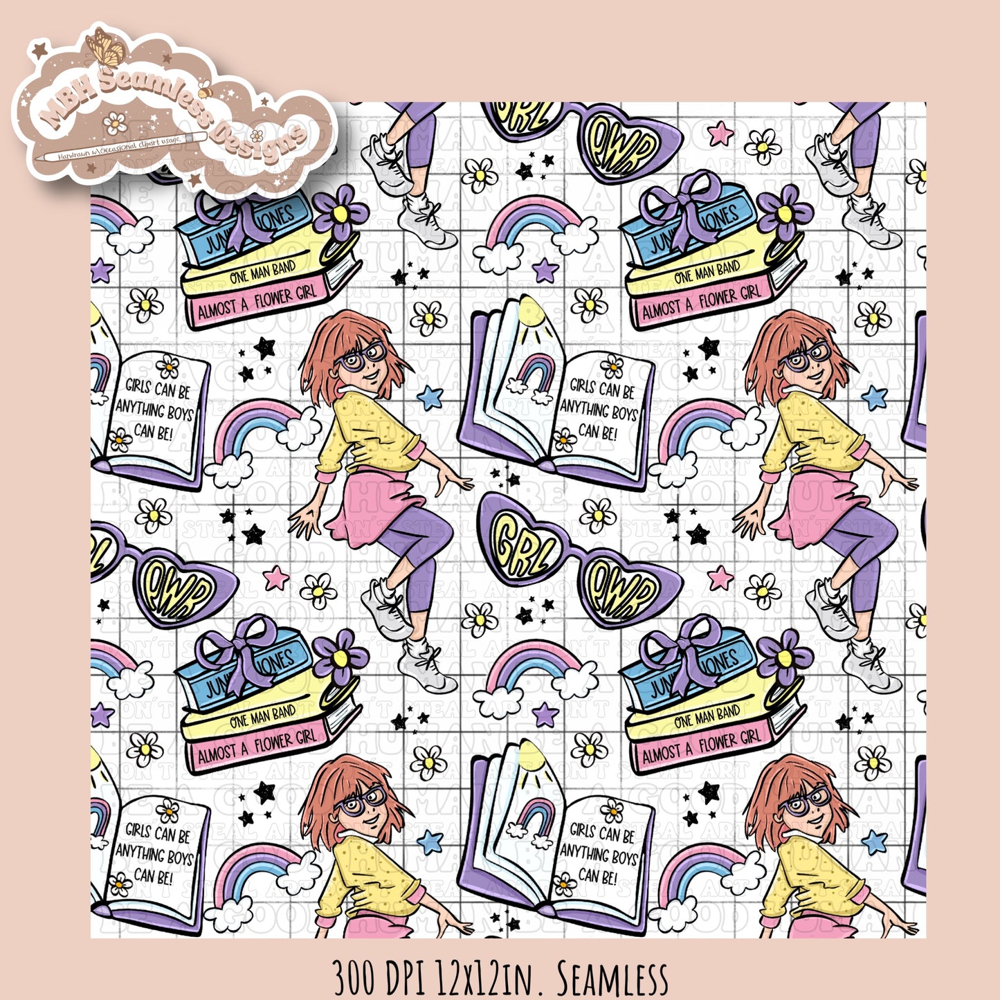 Junie B Seamless Pattern // PNG //Multiple Colorway Options