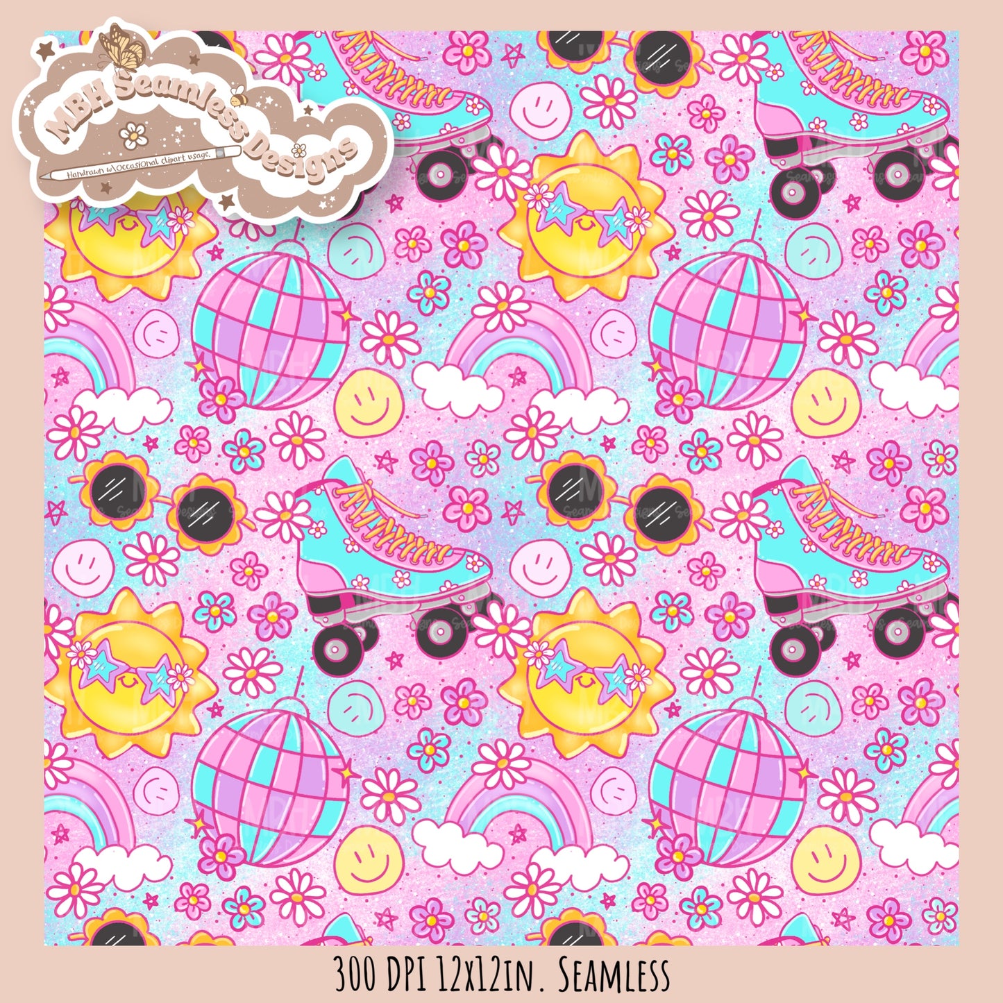 Groovy Summer Seamless Pattern //  MULTIPLE COLORWAYS