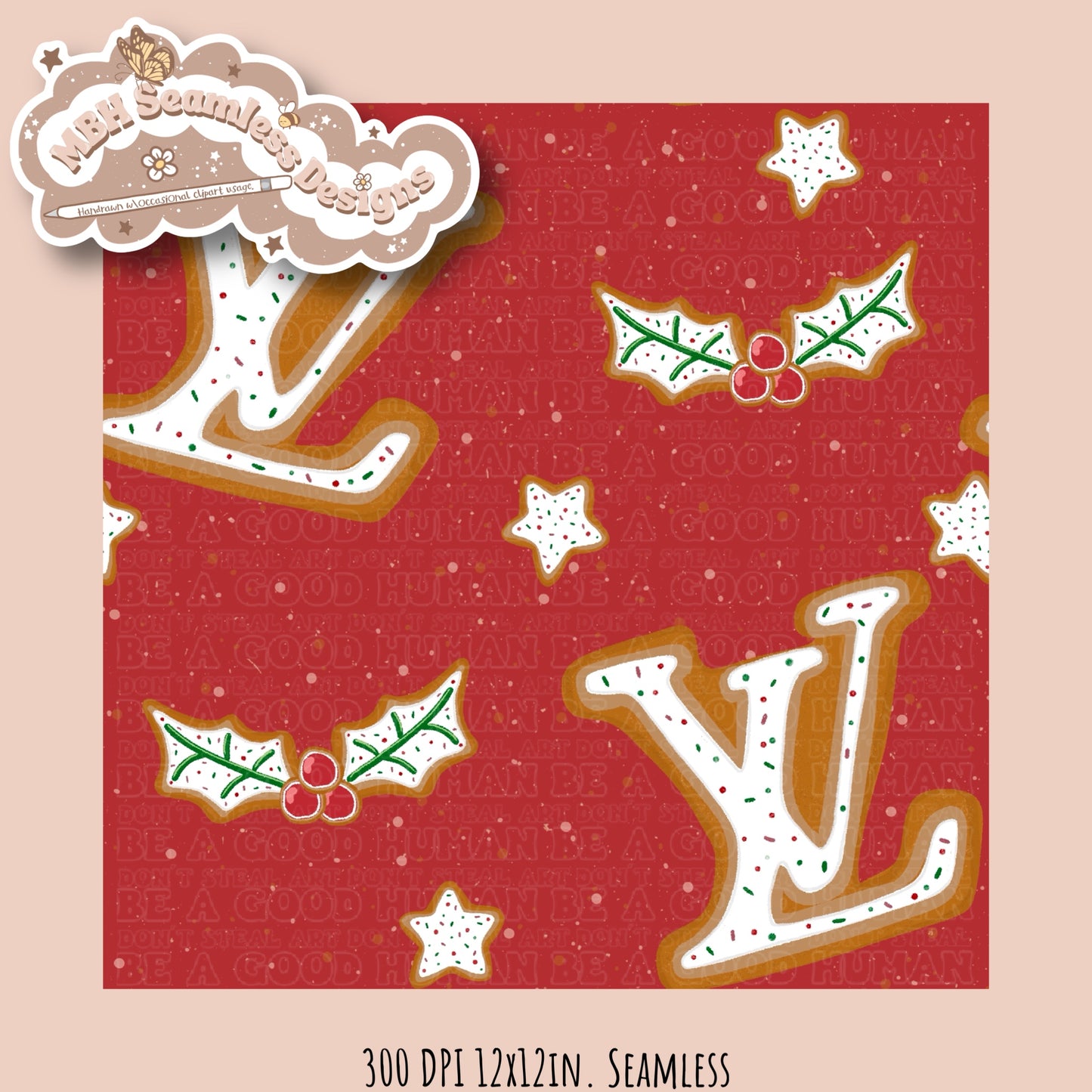 Boujee Gingerbread Cookies Seamless Pattern MULTIPLE COLORWAYS