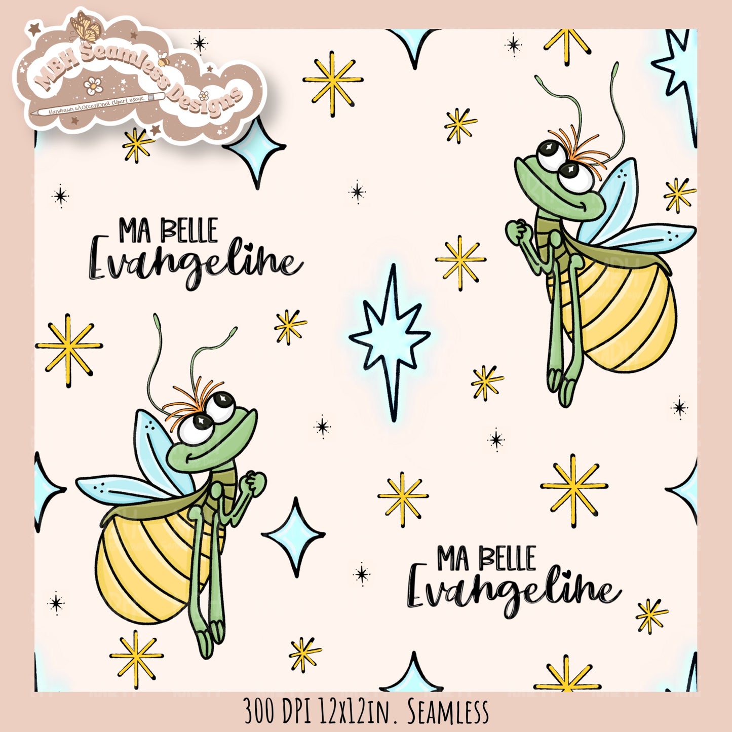 Ray & Evangeline Seamless Pattern // PNG • Multiple Colorway Options