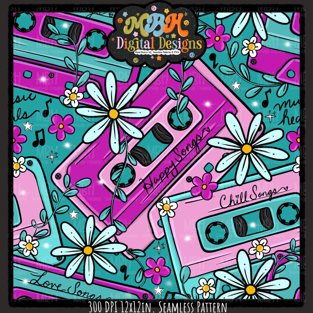 Hextober Day 1 •Music Seamless Pattern // PNG // MULTIPLE COLORWAYS (Hextober files are not available in drives.)