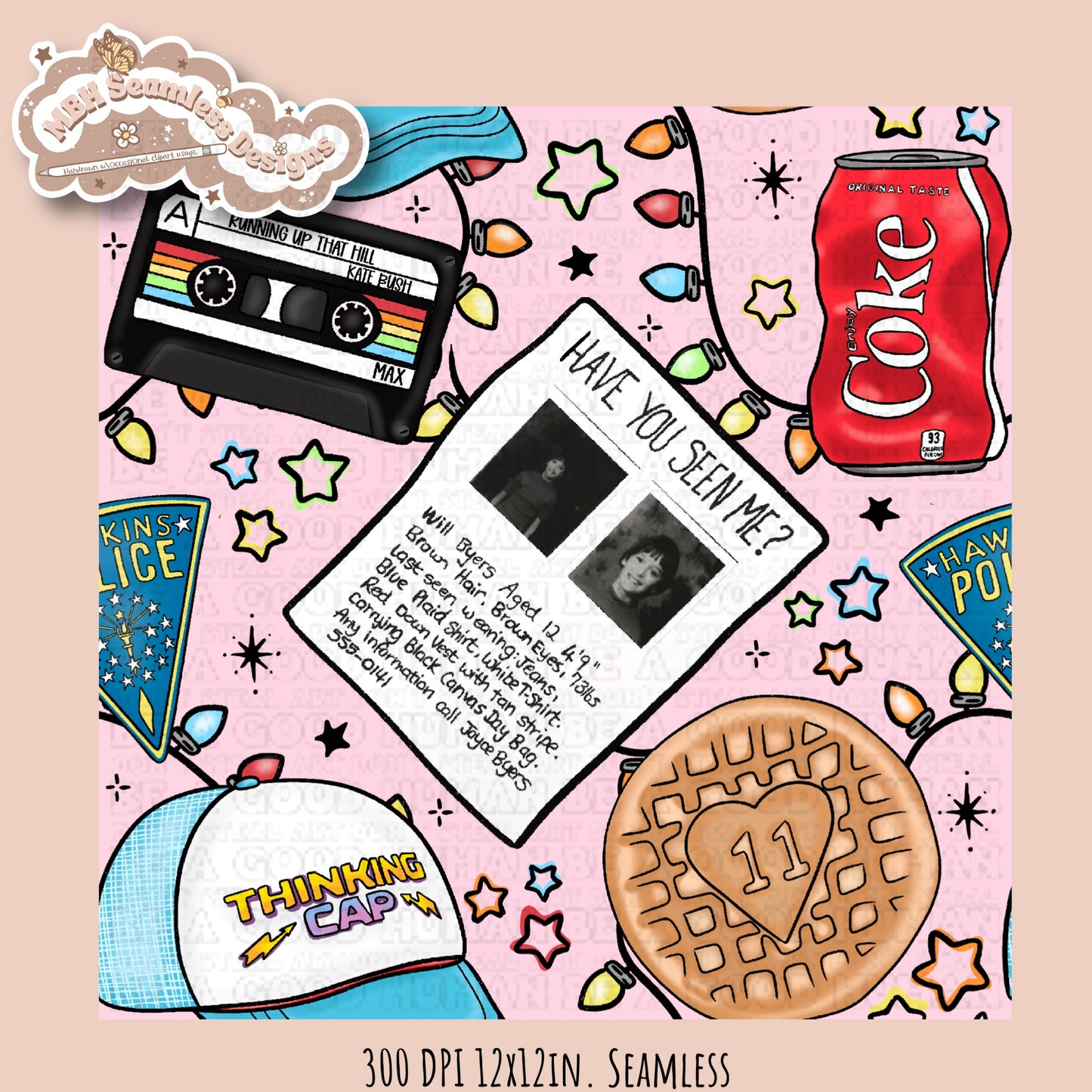 Stranger Things Lights Seamless Pattern // PNG // Multiple Colorways