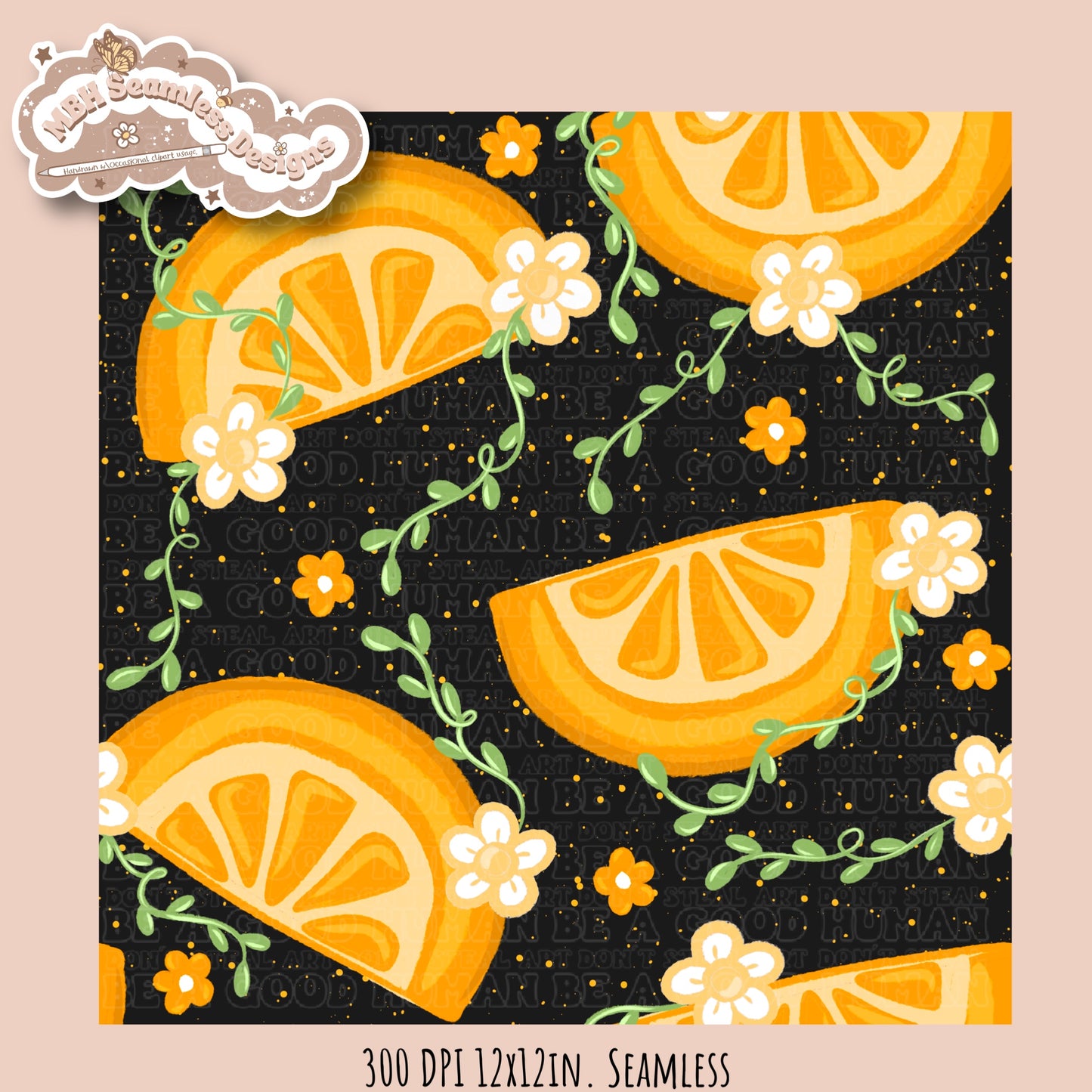 Orange Daisies Seamless Pattern • Multiple Colorways