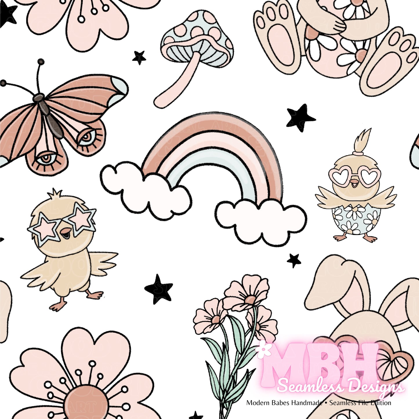 Easter Vibes Seamless Pattern Multiple Colorways