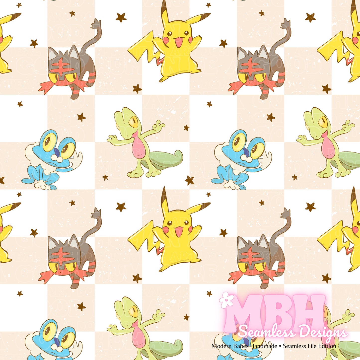 Pokémon Friends Chex Assorted Colorways Seamless Pattern