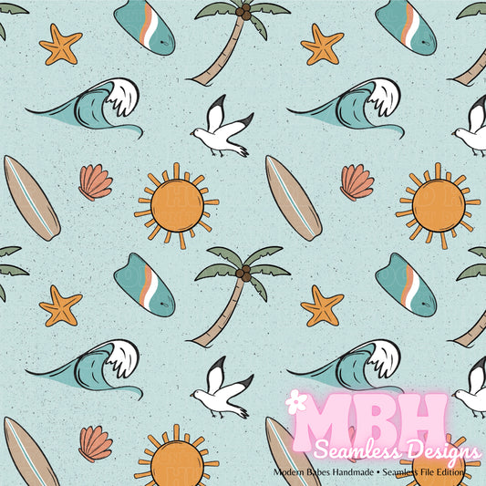 Boho Surf Seamless Pattern MULTIPLE COLORWAYS