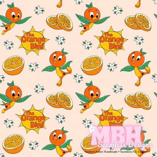 The Orange Bird Seamless Pattern & PNG MULTIPLE COLORWAYS