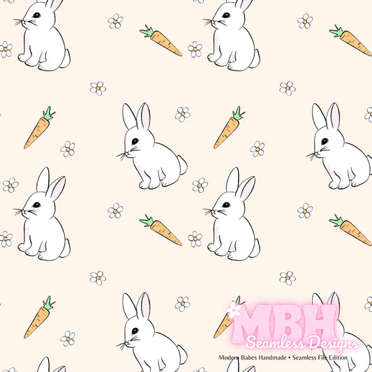 Sweet Bunny Floral Assorted Colorways Seamless Pattern