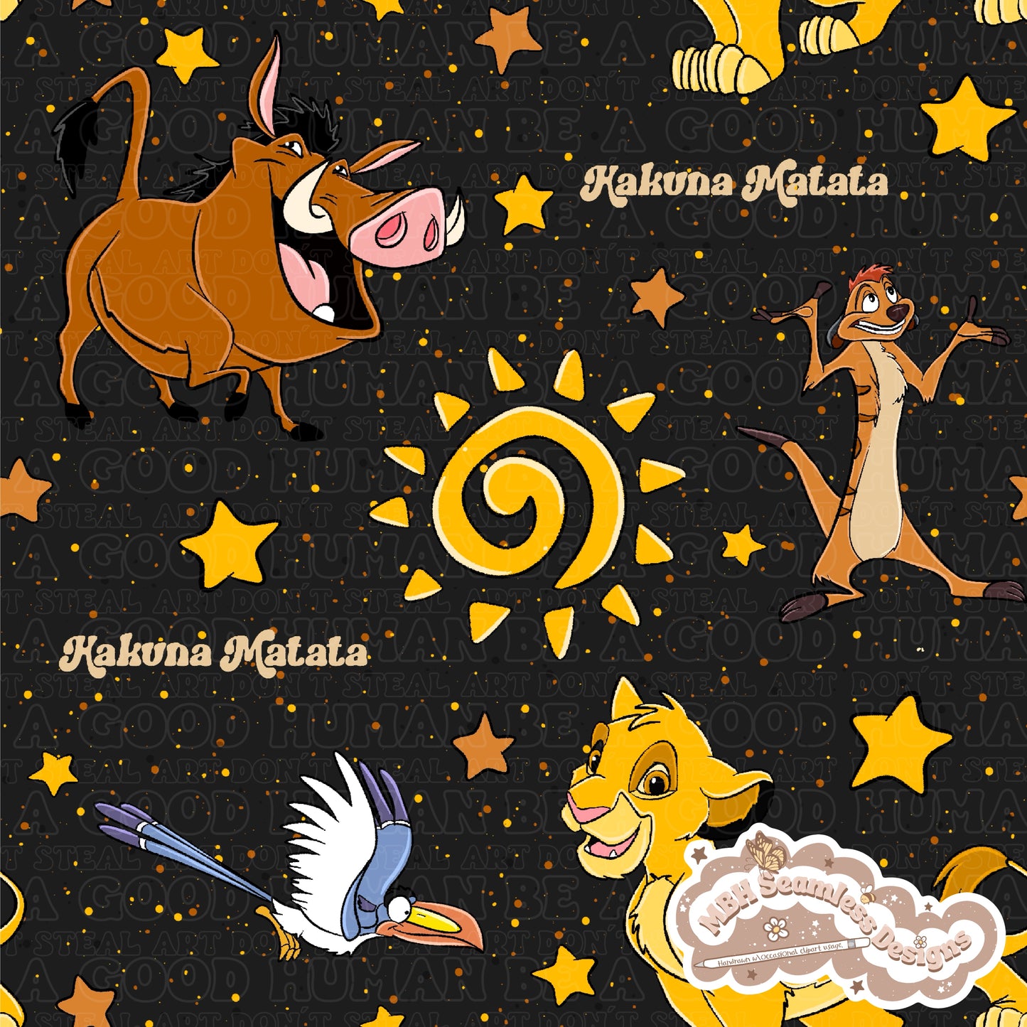 Hakuna Matata Seamless Pattern & PNG MULTIPLE COLORWAYS