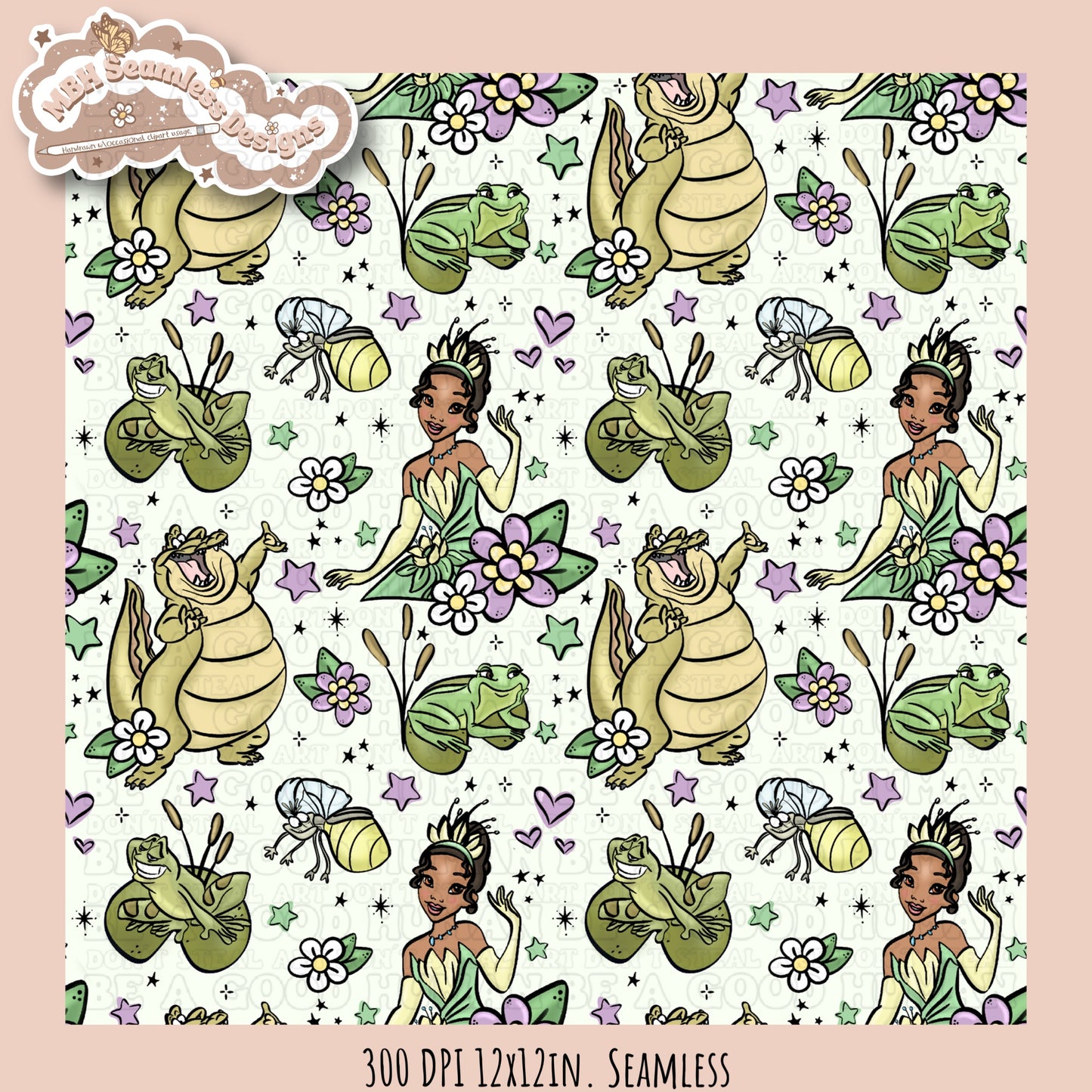 Tiana & Friends Seamless Pattern & PNG