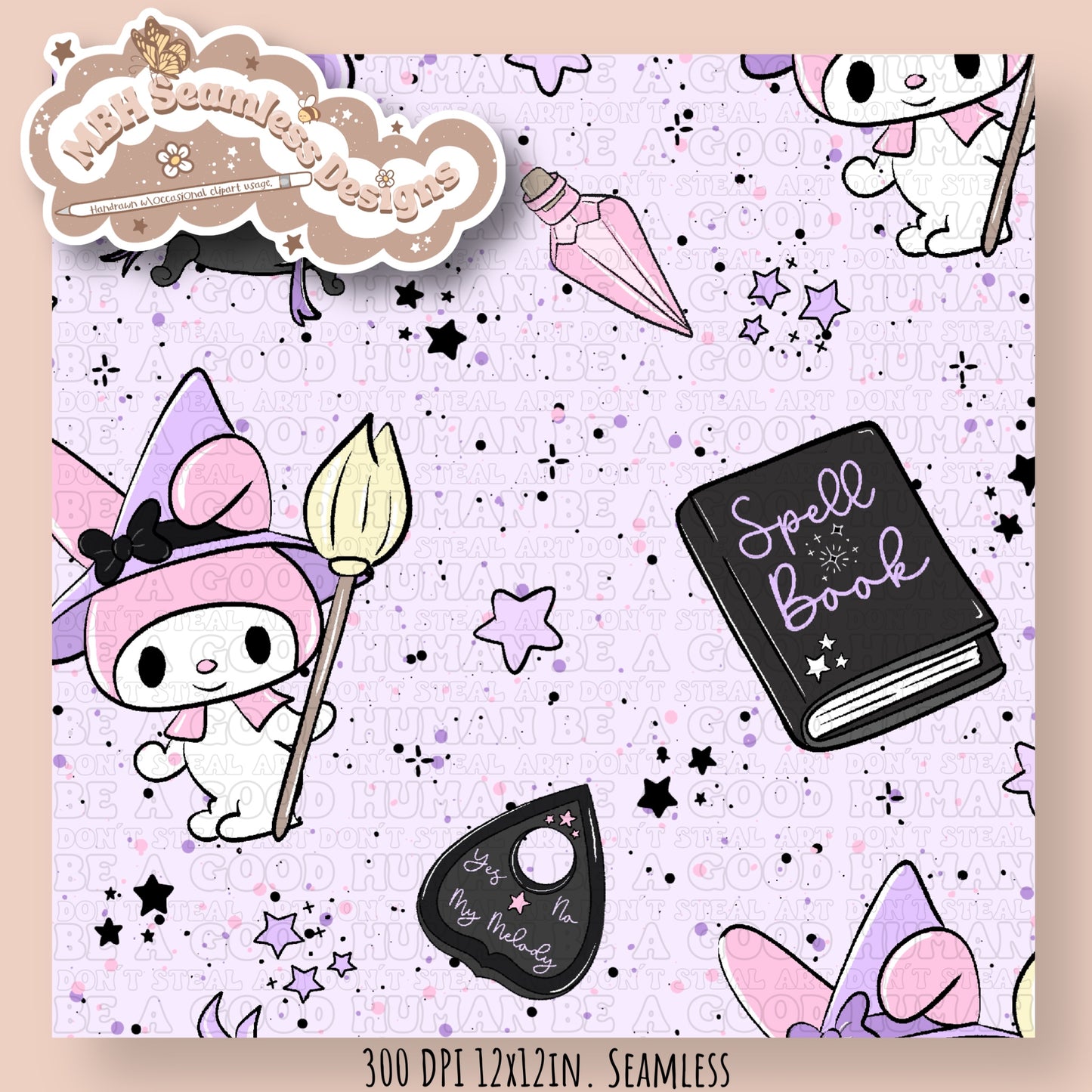 My Melody Witch Seamless Pattern MULTIPLE COLORWAYS