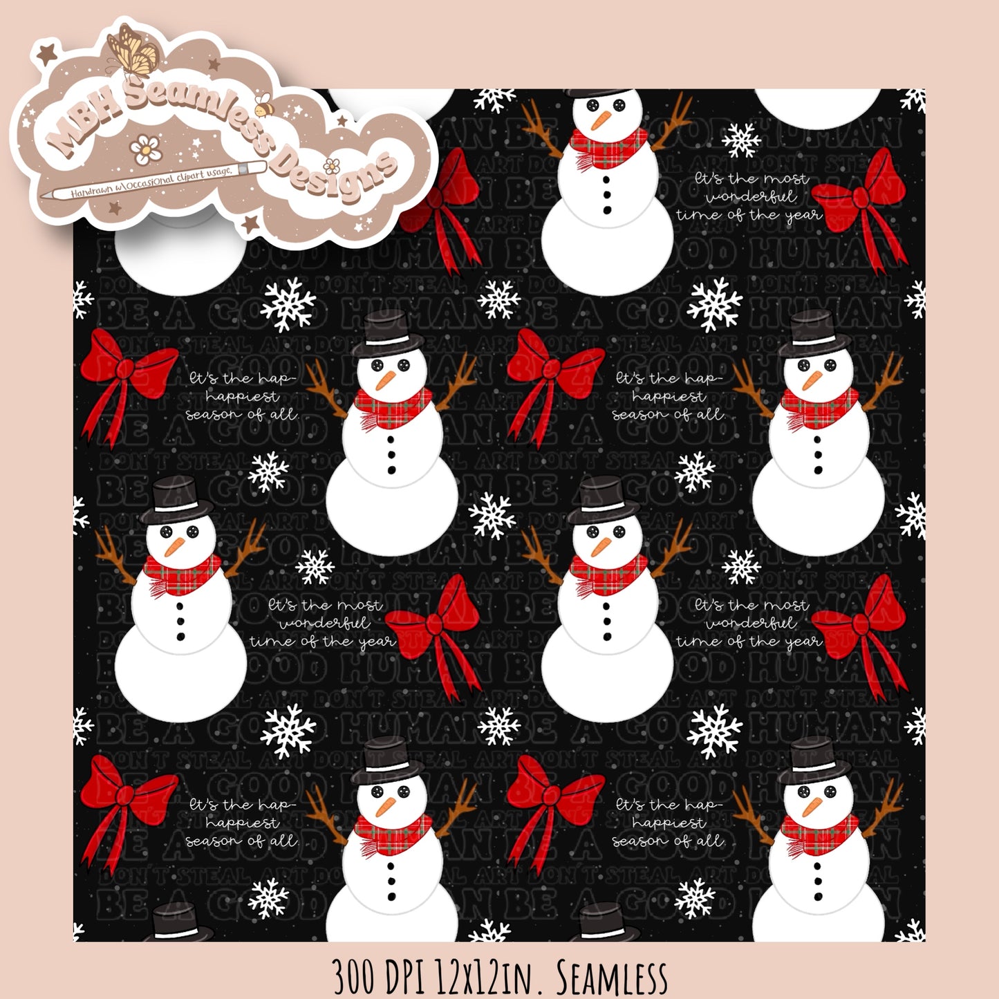 Wonderful Year Snowmen Seamless MULTIPLE COLORWAYS