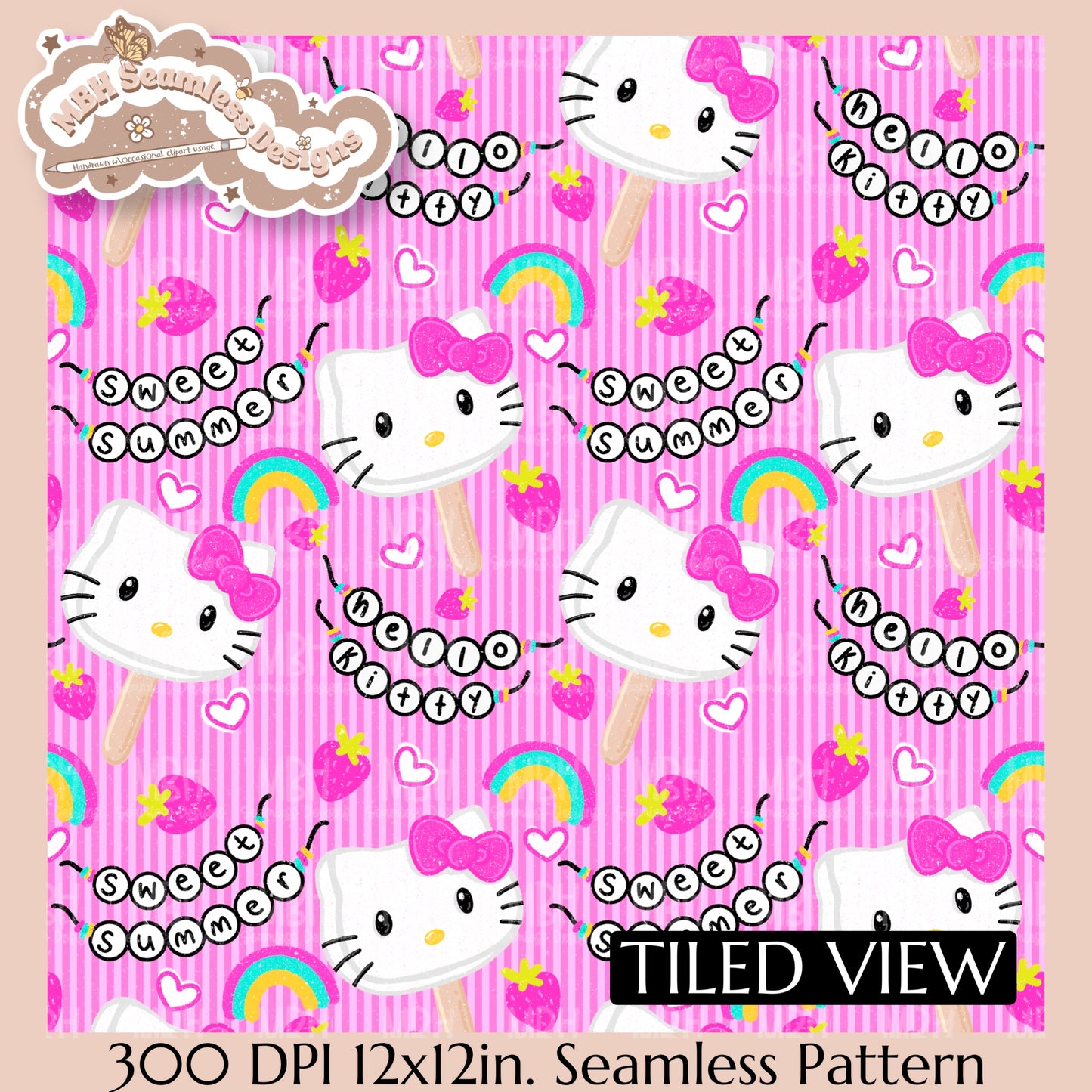 Sweet Summer KH Pops Seamless Pattern // PNG // Assorted Colorway Options