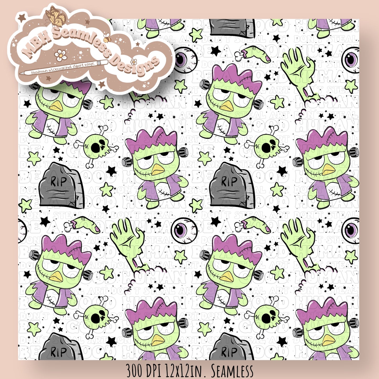 Badtz-Maru Zombie Seamless Pattern MULTIPLE COLORWAYS