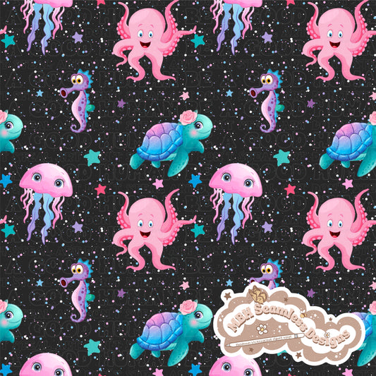 Girly Sea Life Seamless Pattern MULTIPLE COLORWAYS
