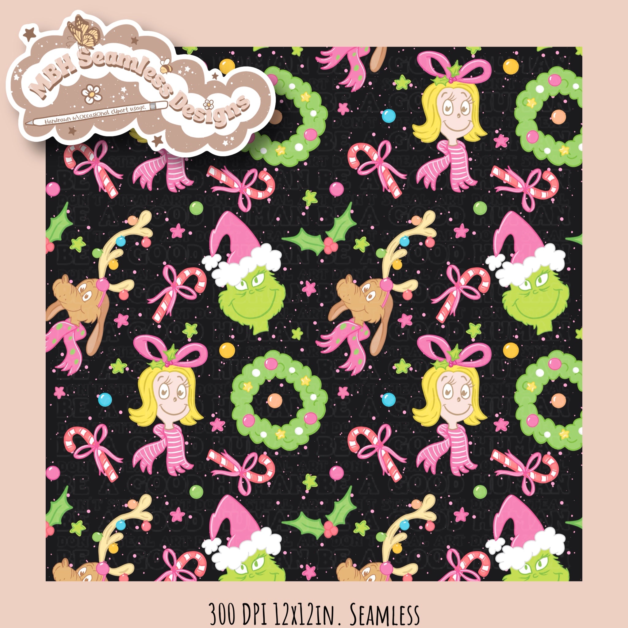 Guy Pattern Ics Pink Grumpy Guy Seamless Pattern MULTIPLE COLORWAYS – MBH Seamless Designs
