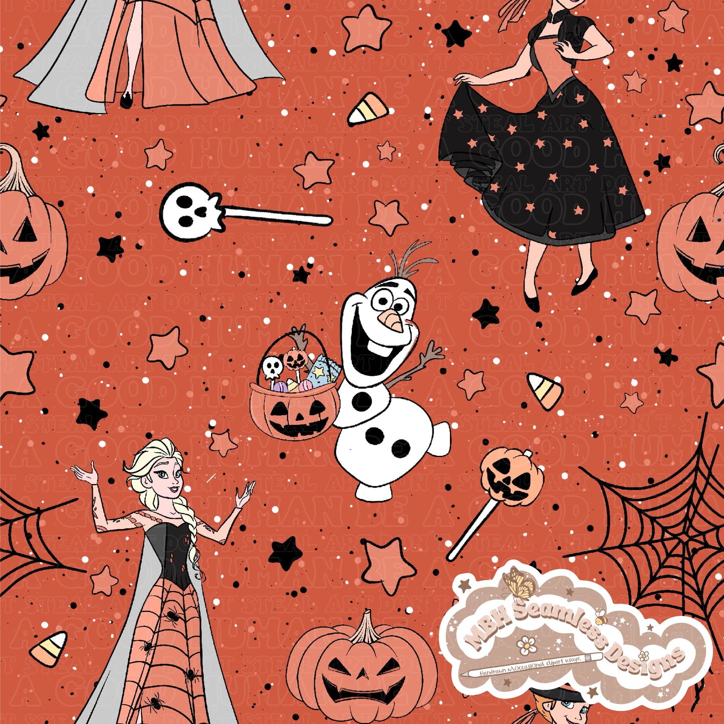 Frozen Halloween Seamless Pattern & PNG MULTIPLE COLORWAYS