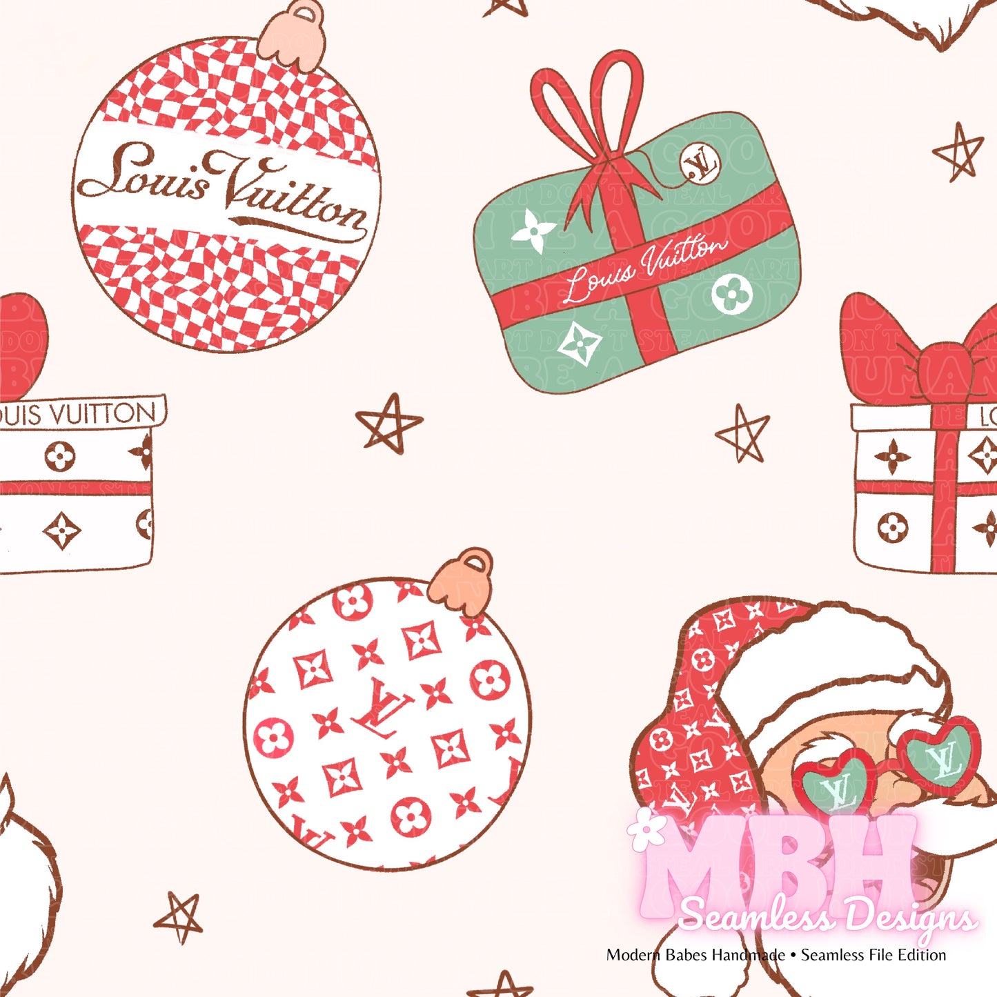 Boujee Santa Christmas Seamless Pattern