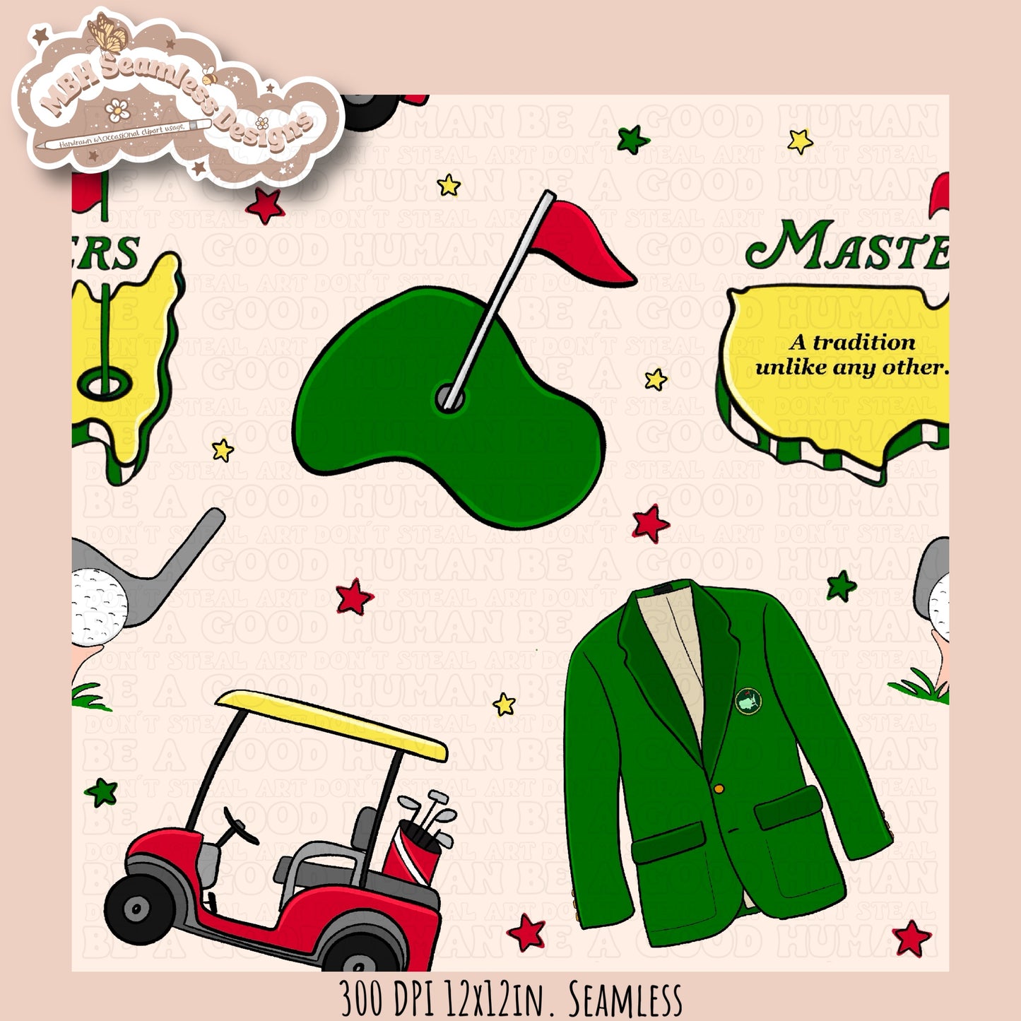 Masters Golf Seamless Pattern