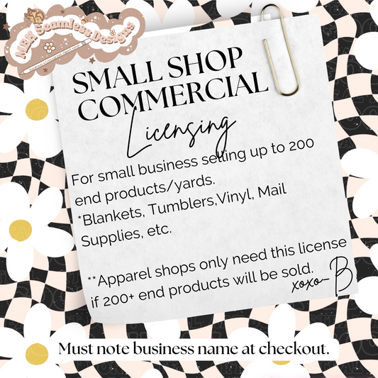 Small Shop Only BASIC COMMERCIAL LICENSE (Please READ description before purchasing.)