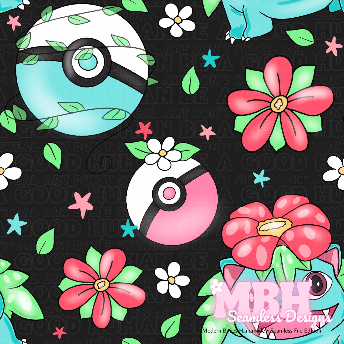 LIMITED Venasaur Floral Seamless Pattern