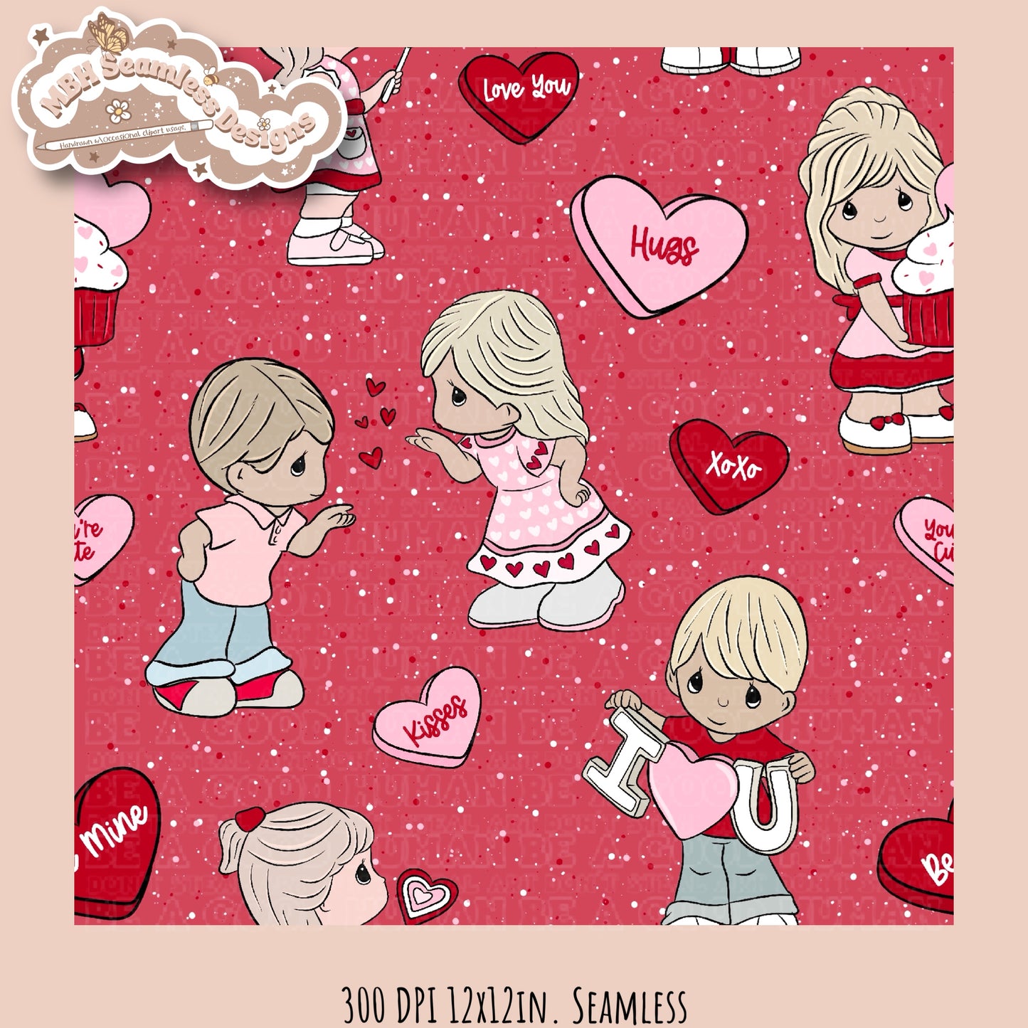 Precious Moments x Valentine’s Day Seamless Pattern Multiple Colorways