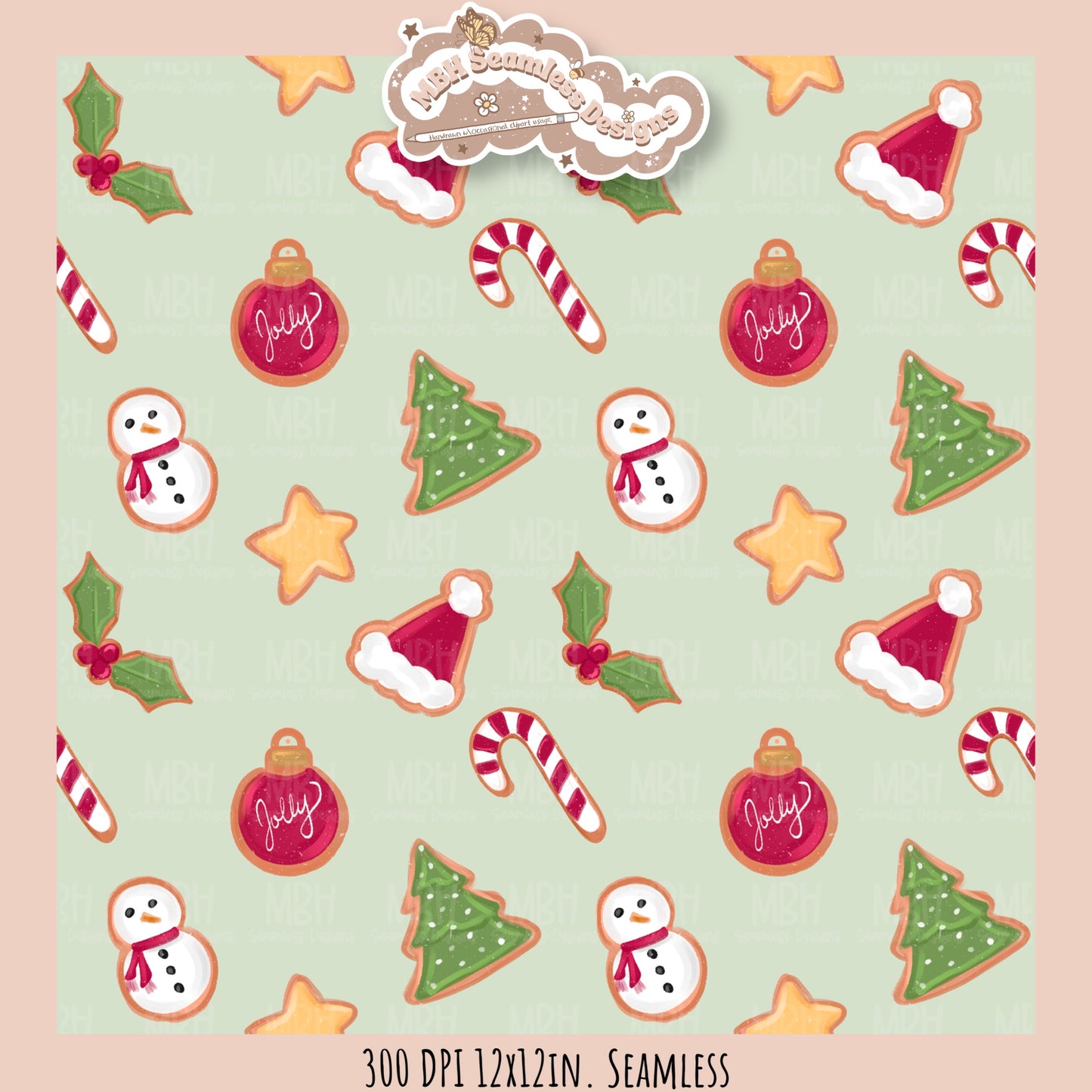 Christmas Cookies Seamless Pattern // Assorted Colorway Options