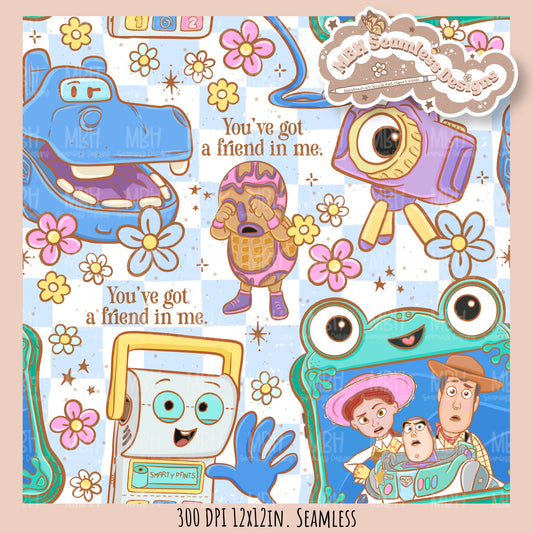 Boho Toys5 Seamless Pattern // SUB PNG // Multiple Colorway Options