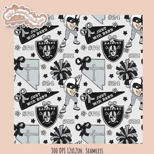 Raiders x Daisies Football Seamless Pattern // Assorted Colorways