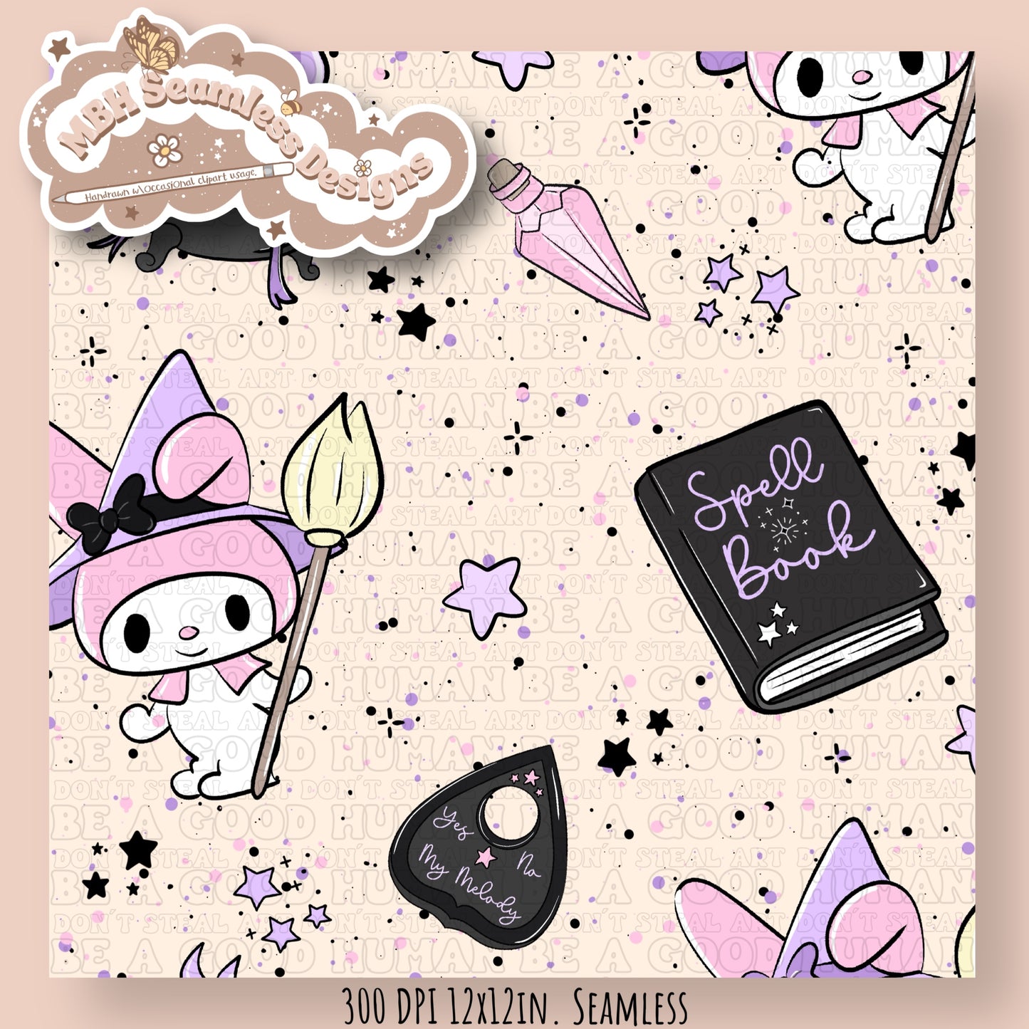 My Melody Witch Seamless Pattern MULTIPLE COLORWAYS