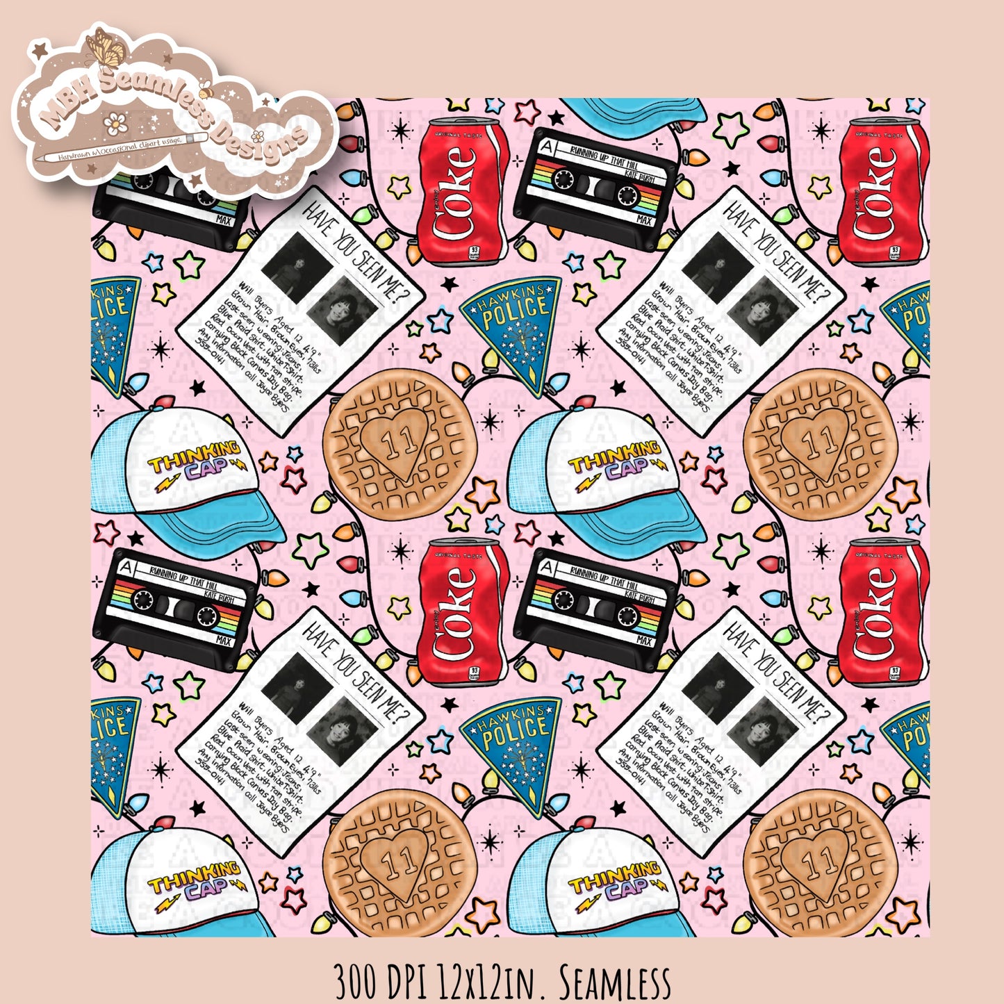 Stranger Things Lights Seamless Pattern // PNG // Multiple Colorways