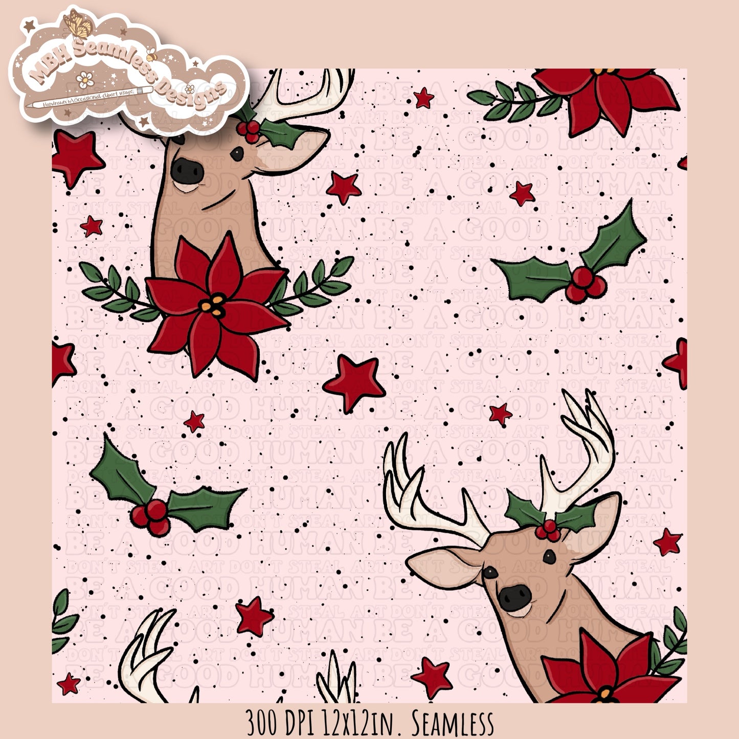 Deer Floral Seamless Pattern MULTIPLE COLORWAY OPTIONS