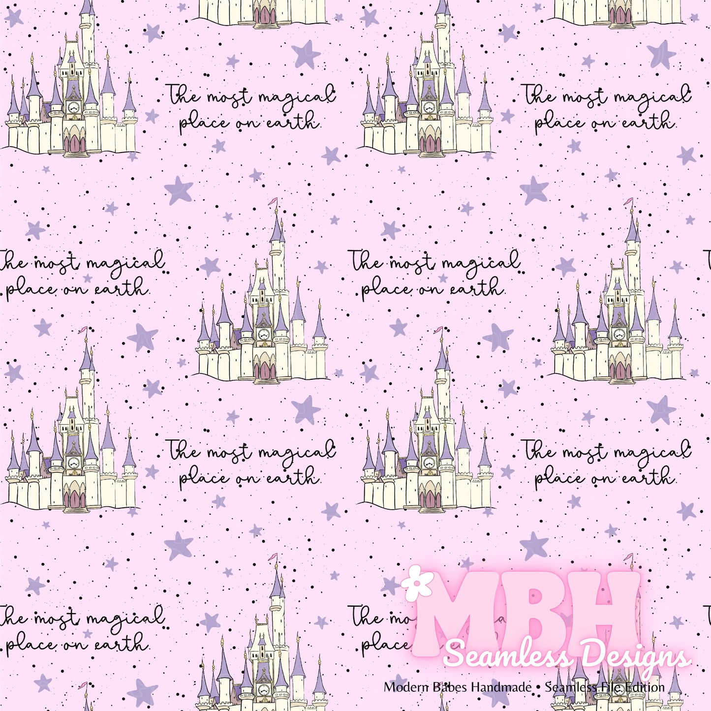 Starry Magical Castle Seamless Pattern MULTIPLE COLORWAYS