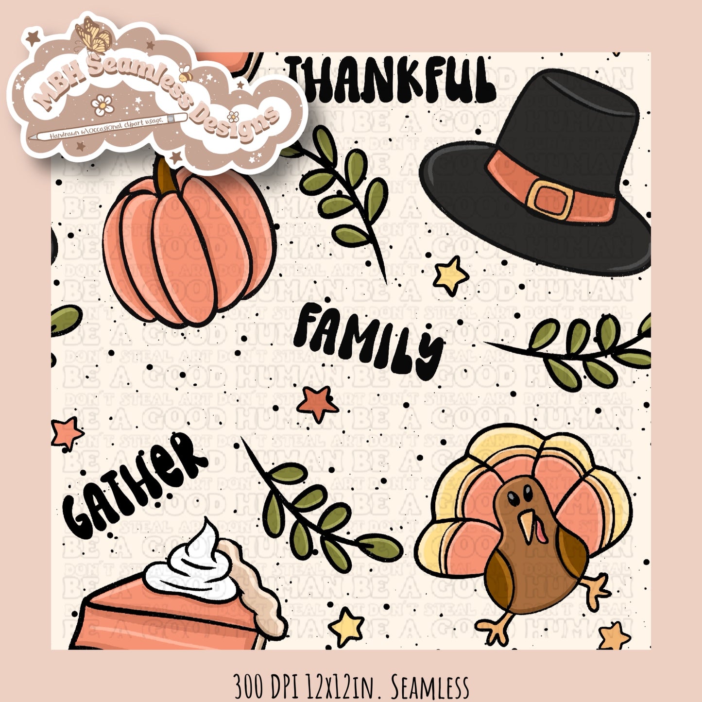 Thanksgiving Words Seamless MULTIPLE COLORWAYS